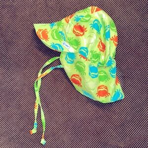 IPLAY SUNHAT SUN HAT UPF 50+ 9-18 MONTHS SUN HAT GREEN WITH LOBSTERS EUC